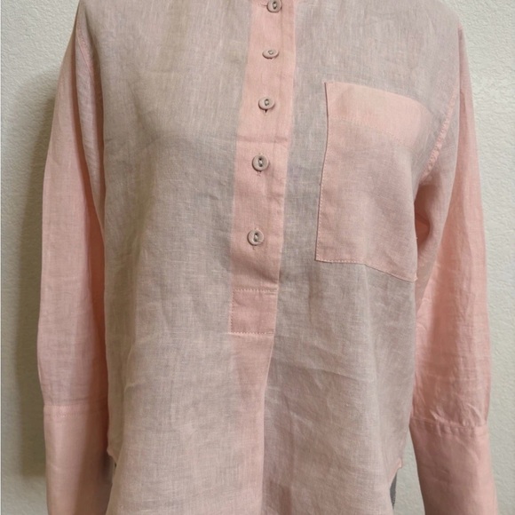 Everlane Pink The Linen Popover Shirt Pink Linen Button Down Shirt Size 4 - Picture 2 of 6